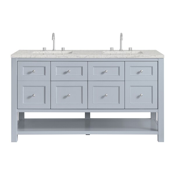 James Martin Vanities Breckenridge 60 in. Double Vanity, Serenity Blue, w/ 3 CM Eternal Jasmine Pearl Quartz Top 330-V60D-SRB-3EJP - main