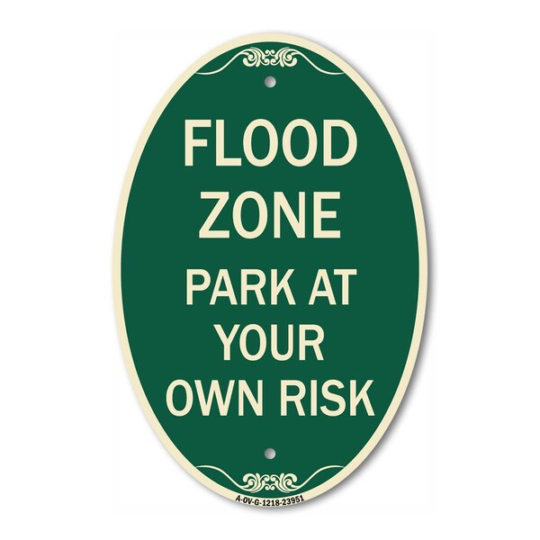 Signmission Flood Zone, 12 Inch X 18 Inch Architectural Oval, Heavy Gauge Aluminum A-OV-G-1218-23951 - main