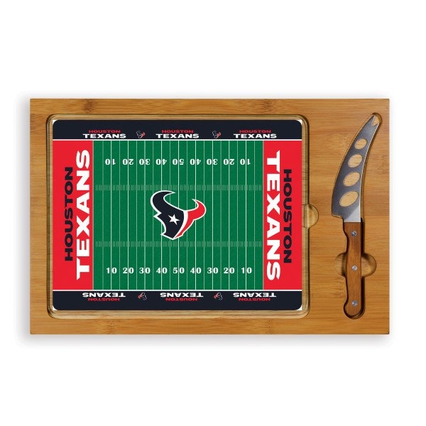 Picnic Time Family Of Brands NFL Houston Texans - Football Field - Icon Glass Top Cutting Board & Knife Set 910-00-505-134-2 - main