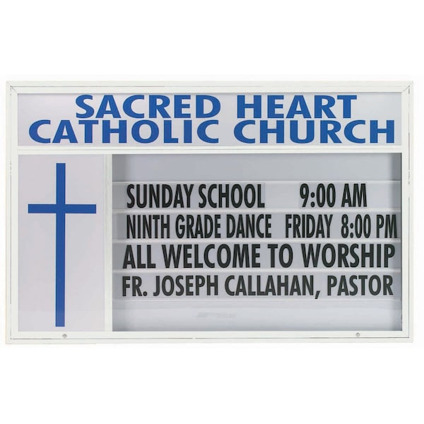 Aarco 84 in W, 50 in H, White Translucent Letterboard/White Powder Coated Frame MBS5084W - main