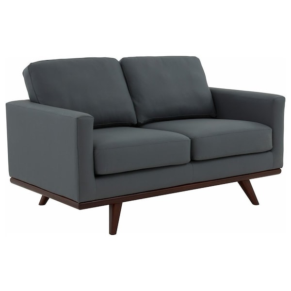 Leisuremod Chester Modern Leather Loveseat with Birch Wood Base, Grey CS58GR-L - main
