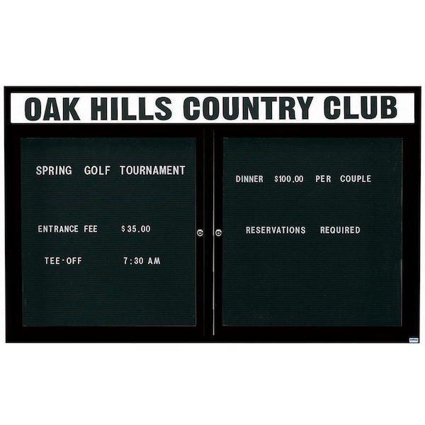 Aarco Outdoor Enclosed Directory w/ Al Frame Header, Powder Coated Black, 48''Hx72''W OADC4872HBK - main