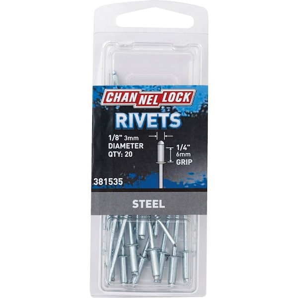 Channellock 1/8''Dia.x1/4'' Grip Steel POP Rivet, 20PK 381535 - main