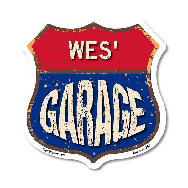 Signmission Wes's Garage, 12 Inch X 12 Inch, Aluminum Metal Sign SHI-A-12-383-WES - main