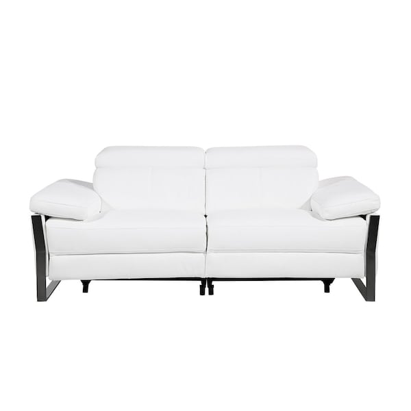 Homeroots 77in White and Black Italian Leather Power Reclining Loveseat 720502 - main