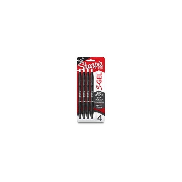 Sharpie S-Gel Pens, 1 mm Pen Point, Black Ink, Gel-based, Black Barrel, 6PK 2096155 - main