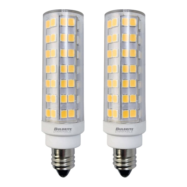 Bulbrite 60-Watt Equivalent Dimmable Clear Mini T6 Candelabra E11 LED Mini Light Bulb, 3000K, 2PK 862641 - main