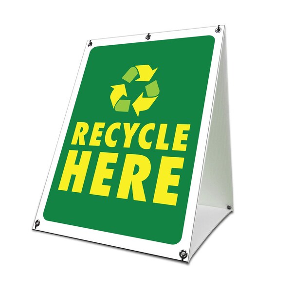 Signmission Recycle Here, 36 Inch x 24 Inch A-frame Yard Sign, Coroplast Yard Sign SBC-2436-30419 - main