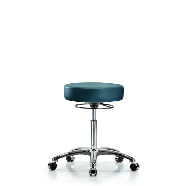 Blue Ridge Ergonomics Vinyl Stool, Chrome, Med Bench, Casters, Royal BR-VMBSO-CR-NF-CC-8801 - main
