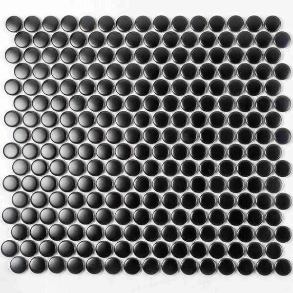 Apollo Tile Cirkel 11.46 in. x 12.4 in. Glossy Black Porcelain Mosaic Wall and Floor Tile 9.87 sqft/case, 10PK ORB8803BKMA - main