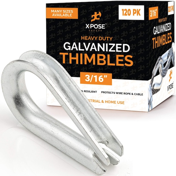 Xpose Safety Galvanized Steel Thimbles for Wire Rope, 3/16 Inch, 120PK GCT316-120-X-S - main