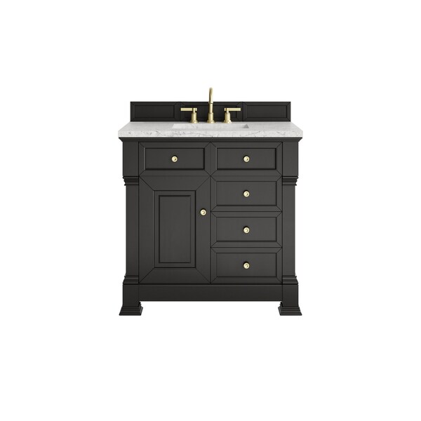 James Martin Vanities Brookfield 36 in. Single Vanity, Black Onyx w/ 3 CM Eternal Jasmine Pearl Silestone Top 547-V36-BKO-3EJP - main
