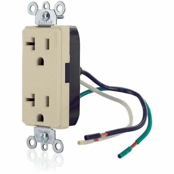 Leviton Leaded Dup Rec 20A 125V Self-Gr Ivo 16352-CI - main