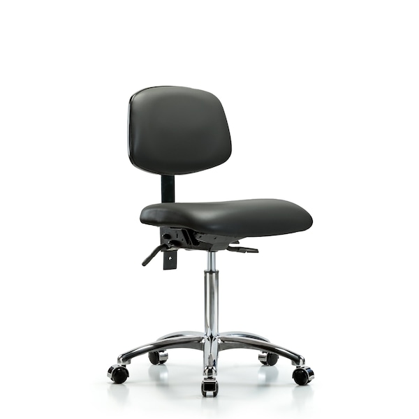 Blue Ridge Ergonomics Vinyl Chair Chrome, Med Bench, Tilt, Casters, Carbon BR-VMBCH-CR-T1-A0-NF-CC-8823 - main