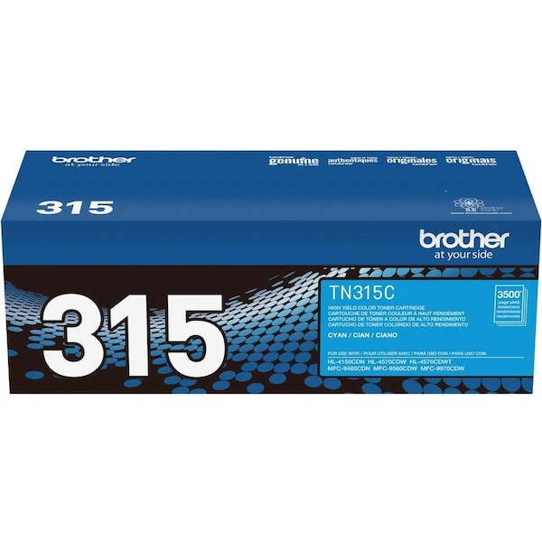 Brother High Yield Cyan Toner Cartridge 3,500 Yield TN315C - main