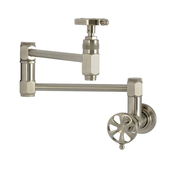 Kingston Brass Wall Mount Pot Filler Faucet, Brushed Nickel KS5108RX - main