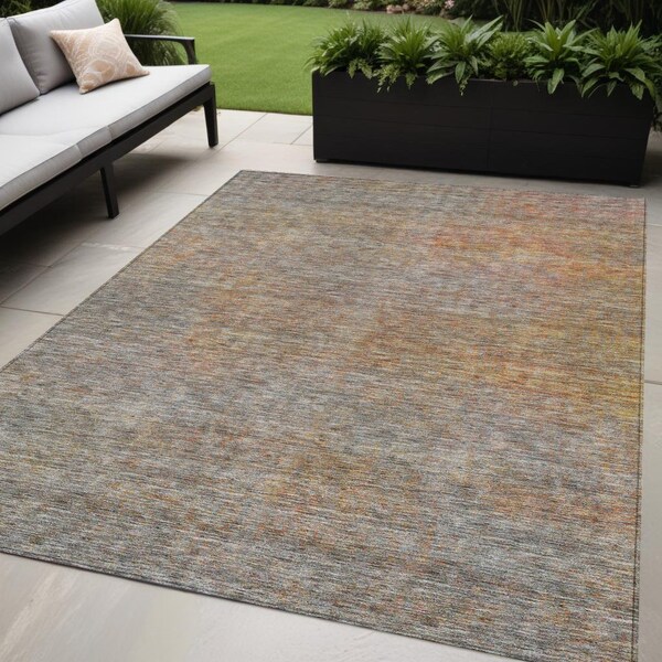 Homeroots 5' X 8' Gray Charcoal And Orange Abstract Washable Indoor Outdoor Area Rug 588925 - main