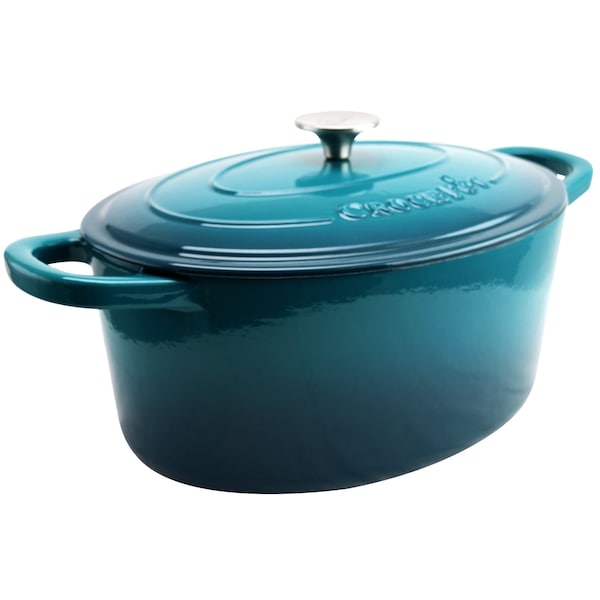 Crock-Pot Crock Pot Artisan 7 Quart Enameled Cast Iron Oval Dutch Oven in Teal Ombre 109475.02 - main