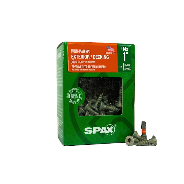 Spax #14 x 1 in Exterior Wood Deck Screws Construction Flat Head T-Star Plus, 115PK 4191670600254 - main