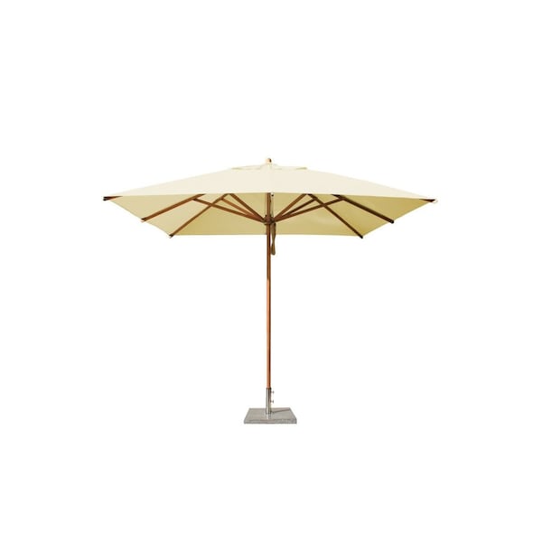 Bambrella 6.5'x10' Rectangular Bamboo Market Umbrella w/1.5" Pole Diameter-Ecru Canopy 2mX3m REC-L38-E - main