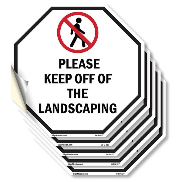 Signmission Please Keep Off of The Landscaping, 4 inch X 4 inch, Vinyl Decal, 5PK OC-D-5PACK-4-127 - main