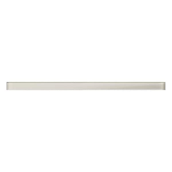 Apollo Tile Pearl White 0.6 in x 12 in Glass Glossy Pencil Liner Tile Trim 0.5 sqft/case, 10PK APLGP8802A - main