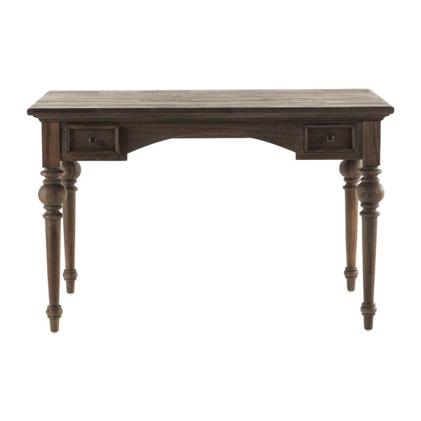 Homeroots 47" Brown Solid Wood Writing Desk With Two Drawers 397671 - main