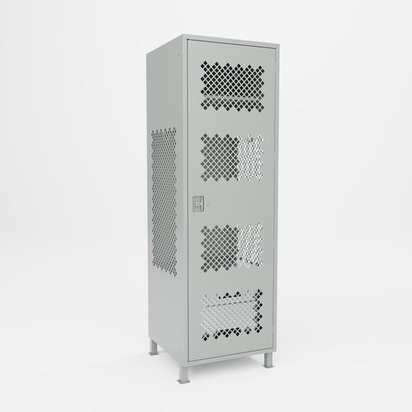 Pucel Athletic Gear Locker, 24 in W x 72 in H x 24 in D, 2 Drawers, Perforated Door, 4 in Legs, Gray GL-2472-24-DR2-DL - main