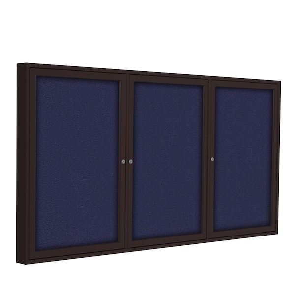Ghent 3 Door Enclosed Fabric Bulletin Board, Bronze Aluminum Frame, 4'H x 8'W, Blue PB34896F-93 - main