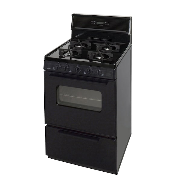 Premier Gas Range, Electronic Spark, 4 Sealed Burners, 24 inW x 46 inH x 26 inD, 2.42 cu. ft. Oven, Black 805778 - main