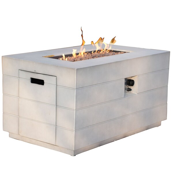 Homeroots 28" Gray Aluminum Natural gas Rectangular Fire pit table With Cover 535175 - main