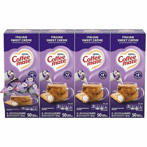 Coffee Mate Italian Sweet Creme Nondairy Liquid Creamer Singles, Italian Sweet Creme Flavor, 0.38 fl oz, 50PK 84652 - main