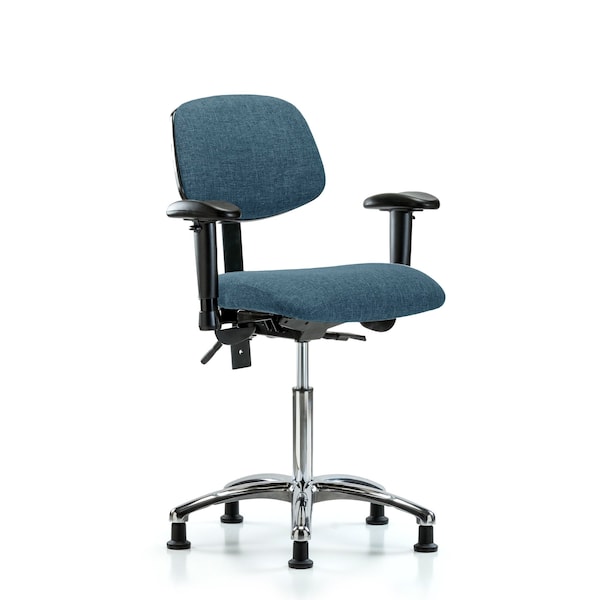 Blue Ridge Ergonomics Chair, Fabric, Med Bench, Chr AA Glides, Blu, 6-Way Adjustable, 22" to 29" Height, Blue BR-FMBCH-CR-T0-A1-NF-RG-F43 - main