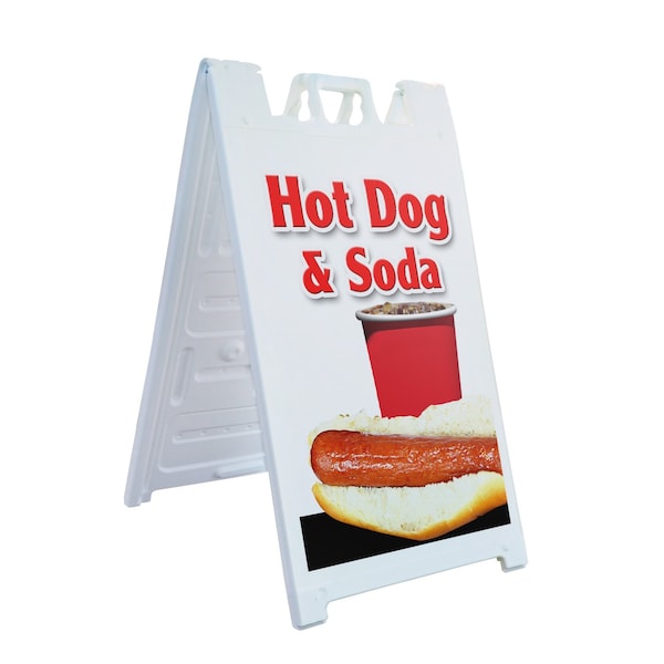 Signmission Hot Dog & Soda, A-Frame & 2 Decals Installed, Heavy-Duty Plastic Frame SBHD-D-2436-Hot Dog & Soda - main