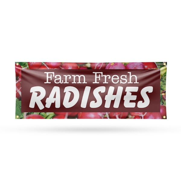 Signmission Farm Fresh Radishes, 18 Inch x 48 Inch, Vinyl Banner B-30613 - main