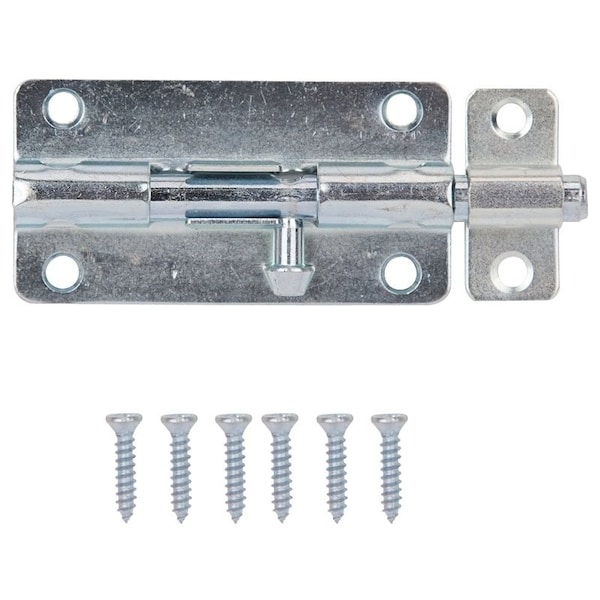 Prosource Lockable Barrel Bolt, 0.31 Dia in Bolt Head, 4 in L Bolt, Steel, Zinc BH-103-PS - main