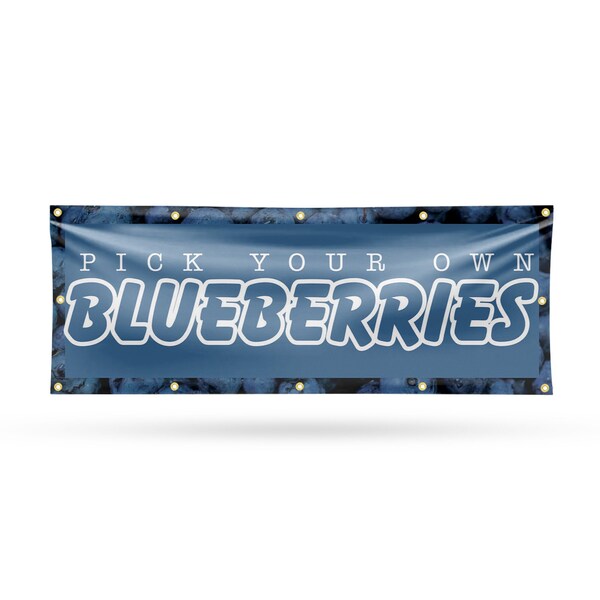 Signmission Pick Your Own Blueberries, 48 Inch x 120 Inch, Vinyl Banner B-120-30789 - main