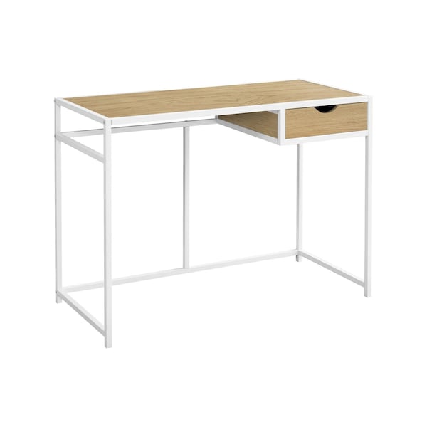 Homeroots 42" Natural and White Wood and Metal Sled Computer Desk 489857 - main