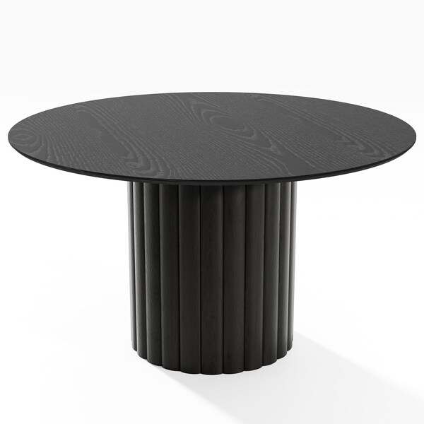 Homeroots 52" Black Solid Wood Pedestal Base Round Top Dining Table 721032 - main