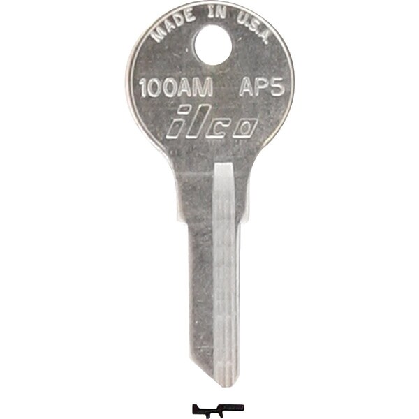 Ilco APS Nickel Plated File Cabinet Key AP5 / 100AM, 10PK IAL2529608B - main