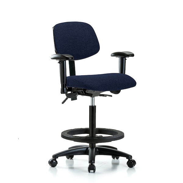 Blue Ridge Ergonomics Chair, Fab, Hi Bench, Tilt AA BF Cast, Nav, 6-Way Adjustable, 26" to 35-1/2" Height, Dark Blue BR-FHBCH-RG-T1-A1-BF-RC-F45 - main