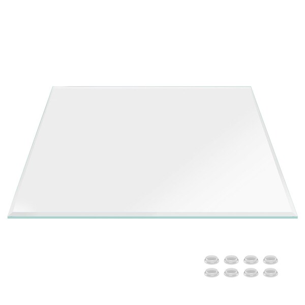 Fab Glass And Mirror 20in Square Ultra Clear Glass Table Top, Beveled Edge, Low Iron Extra Clear Tempered Glass 1 LI-20SQ12THBE - main