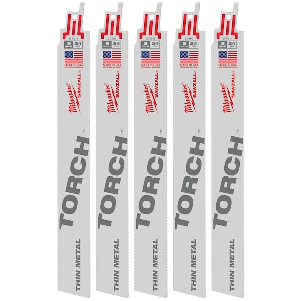Milwaukee Tool 9" 24 TPI The Torch SAWZALL Blades (5 Pk) 48-00-5790 - main