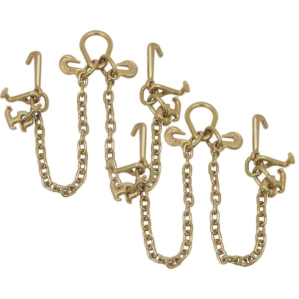 Mytee Products G70 V-Chain Bridle w/RTJ Cluster Hooks & Grab Hooks 3ft Legs Tow Chain 4700 WLL, 2PK CH5163V-RTJ-GHx2 - main
