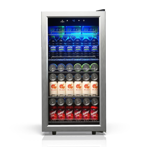 Tcl 2.4 Cu. Ft. 121-Can Beverage Cooler, Digital Controls, LED Light, Glass Door, Stainless Steel TRV121FAS - main