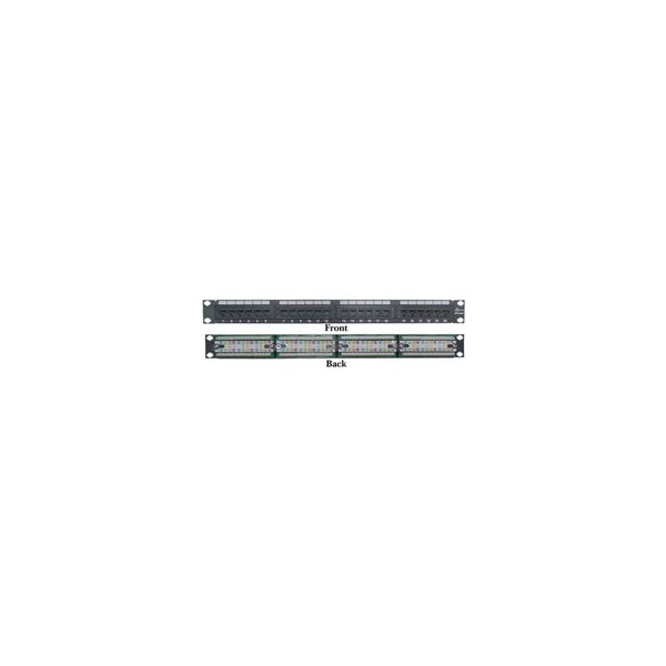 Cable Wholesale Rackmount 24 Port Cat6 Patch Panel, Horizontal, 110 Type, 568A & 568B Compatible, 1U 69BK-06024 - main