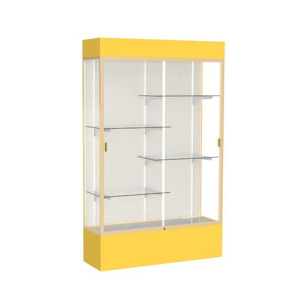 Ghent Lighted Floor Display Case 48x80x16, Plaque 3174PB-GD-GR - main