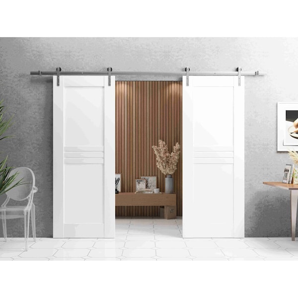 Vdomdoors Double Barn Interior Door, 36" x 80", White MELA7444DB-S-WS-36 - main
