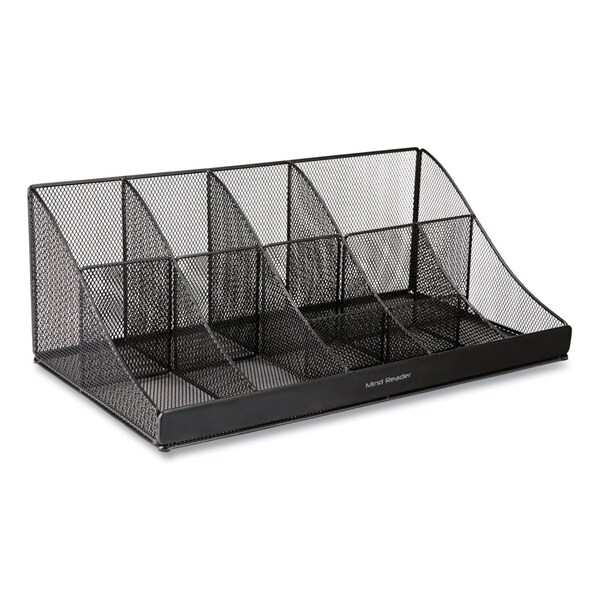 Mind Reader Network 11-Compartment Coffee Cup and Condiment Countertop Organizer, 9.5 x 17.88 x 6.63, Black COMORGMESH-BLK - main