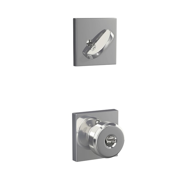 Schlage Residential Bowery Knob with Collins Rose Interior Active Trim with 12326 Latch and 10269 Strikes Bright F59BWE625COL - main